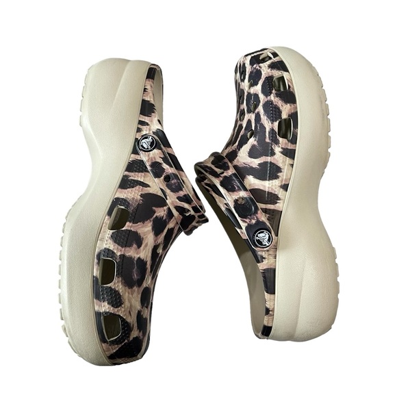 Crocs Leopard Print Platform 11 EUC - Picture 8 of 12
